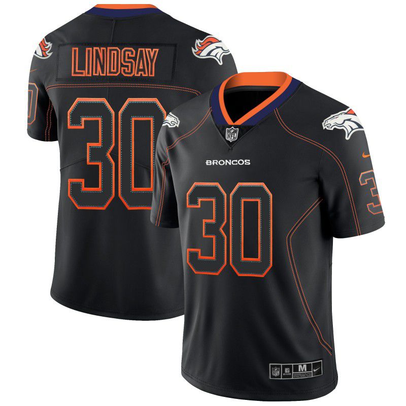 Men Denver Broncos #30 Lindsay Nike Lights Out Black Color Rush Limited NFL Jerseys